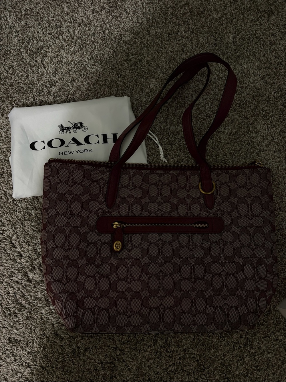 Coach Signature Tote Bag in Burgundy